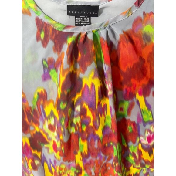 Sheer Gray Womens L Flowy Tank Blouse Vibrant Artful Apostrophe 70's Y2K - Picture 3 of 7